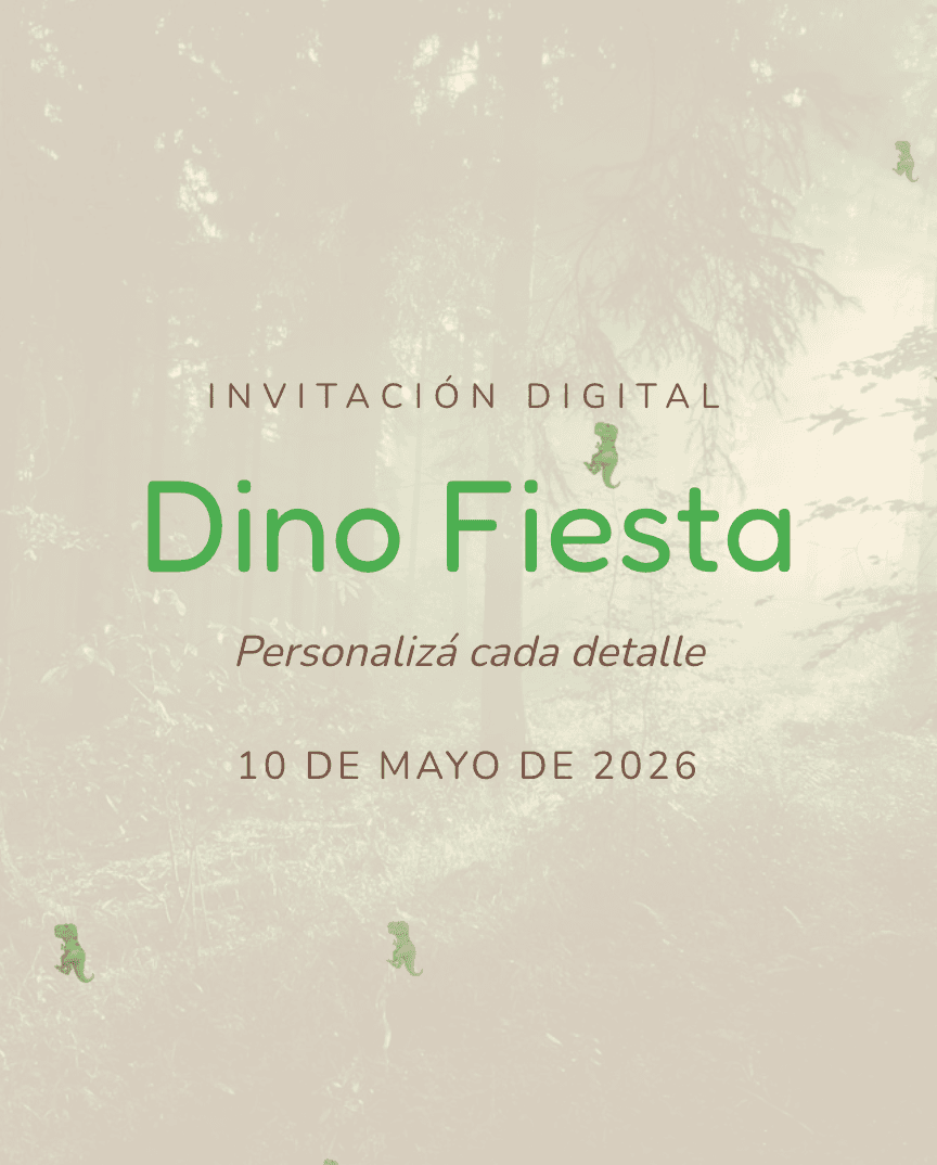 Vista previa de invitación digital Dino Fiesta para cumpleaños
