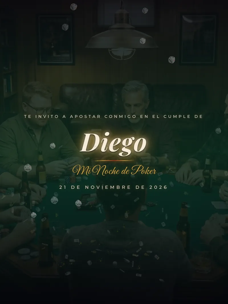 Vista previa de invitación digital Noche Casino para cumpleaños
