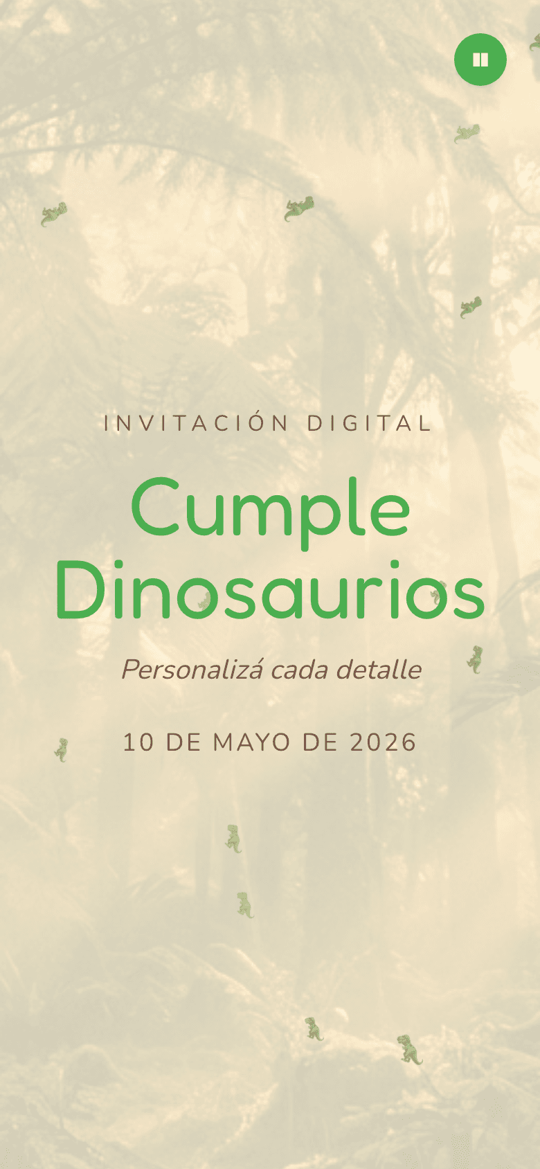 Vista previa de invitación digital Dino Fiesta para cumpleaños