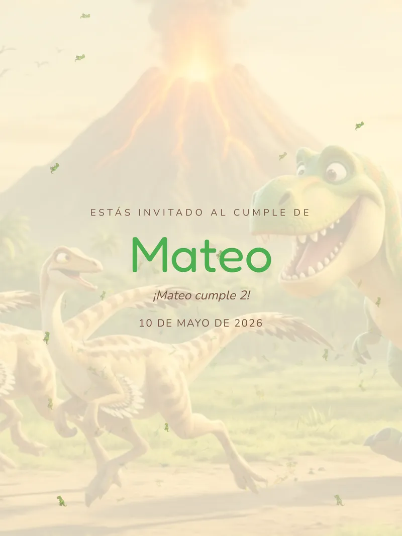 Vista previa de invitación digital Dino Aventura para cumpleaños