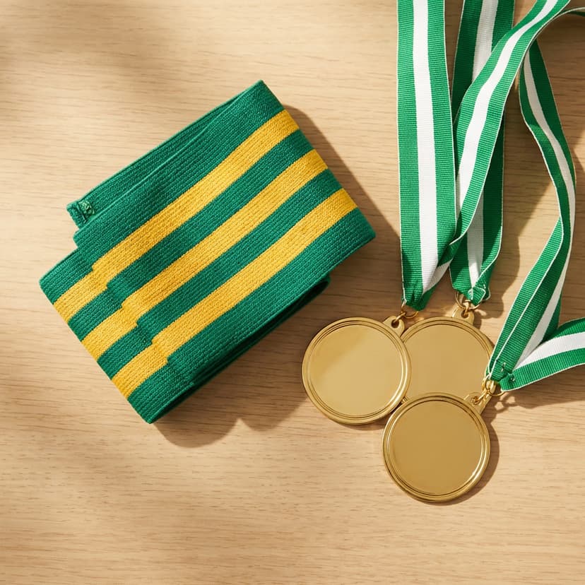 Cinta de capitán y medallas doradas