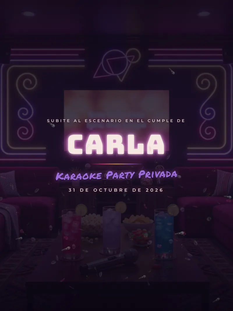 Vista previa de invitación digital Karaoke Party Privada para cumpleaños