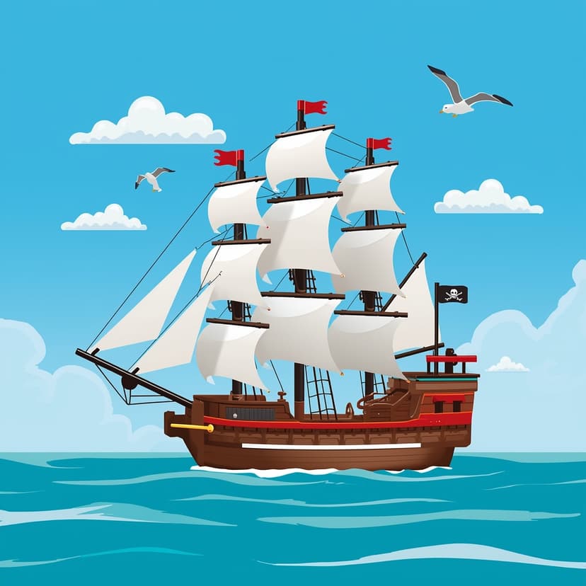 Barco pirata navegando
