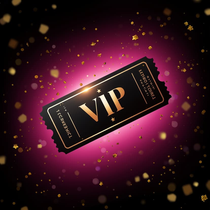 Pase VIP de concierto con confeti dorado