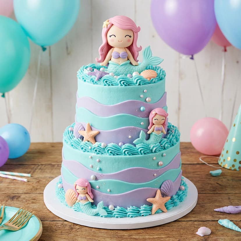 Cola iridiscente de sirena con conchas y burbujas mágicas