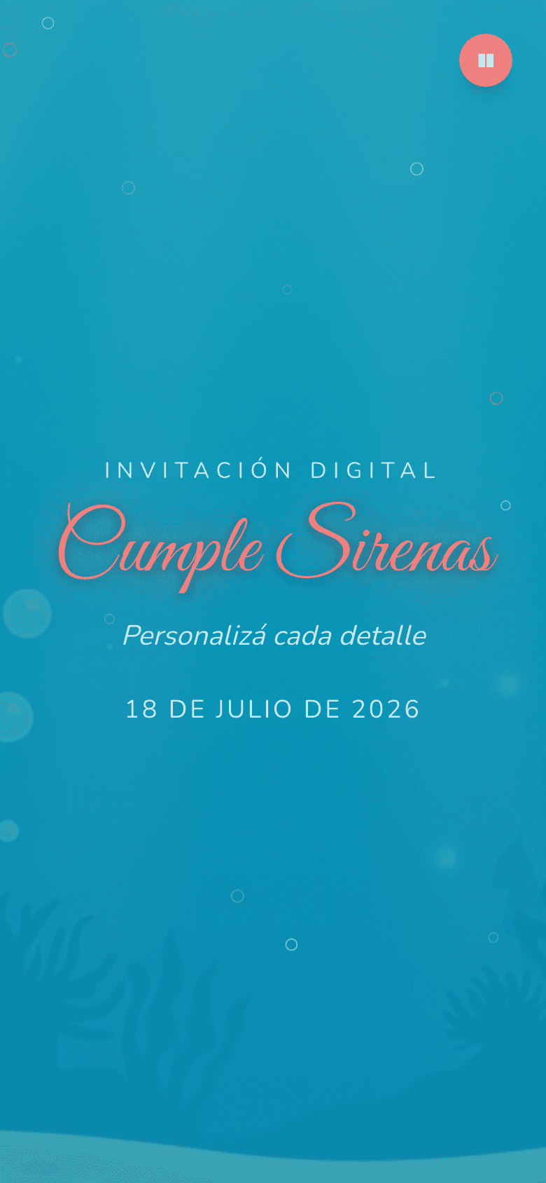Vista previa de invitación digital Sirenas para cumpleaños