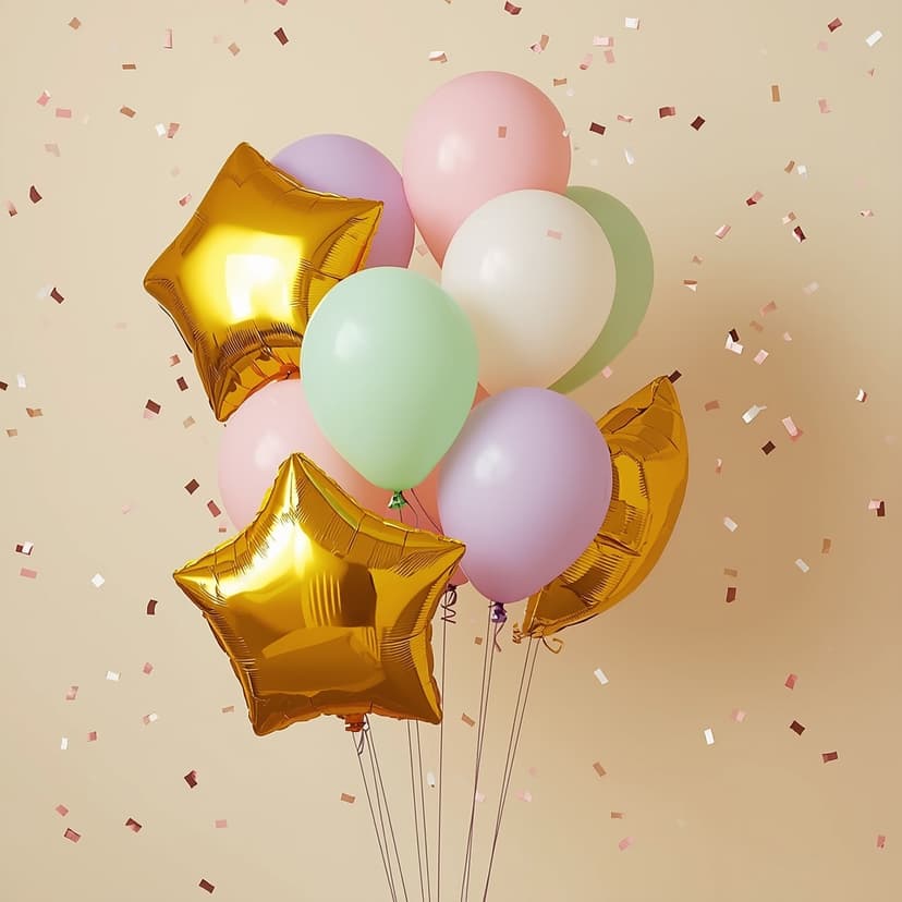 Globos pastel rosa lavanda y mint