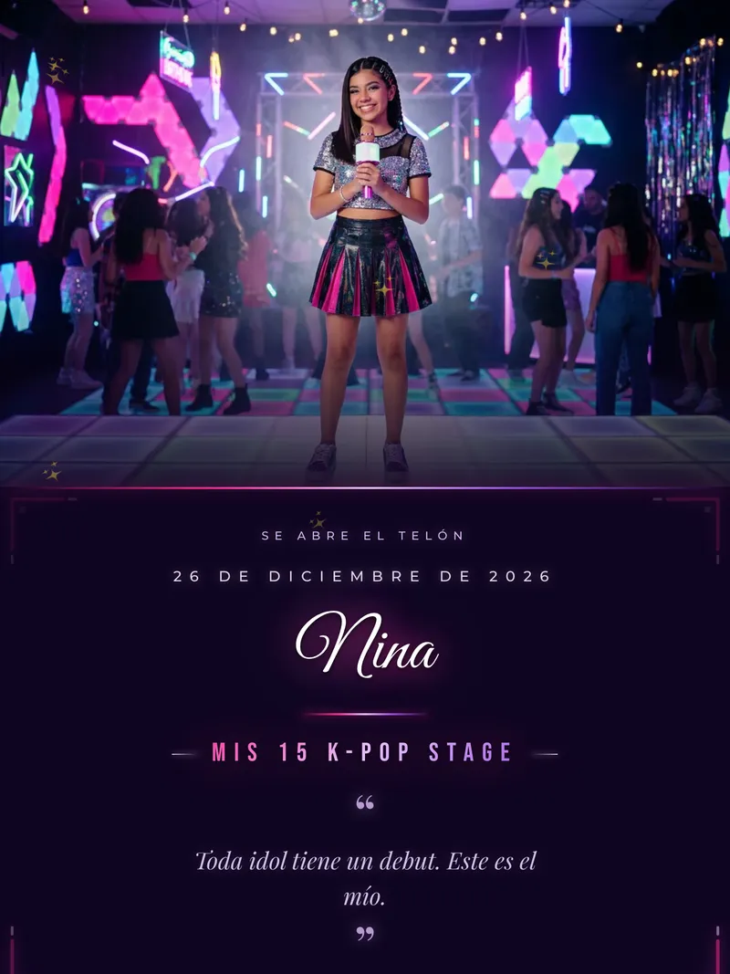 Vista previa de invitación digital K-pop Idol para eventos