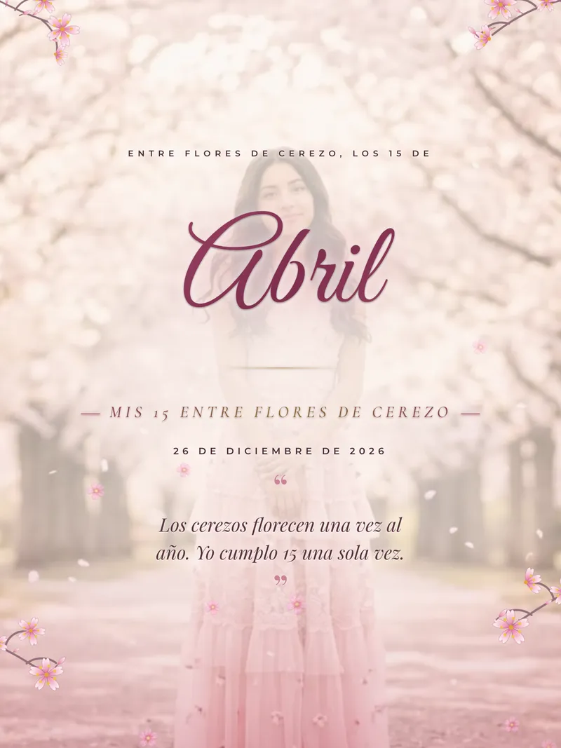 Vista previa de invitación digital Sakura para eventos