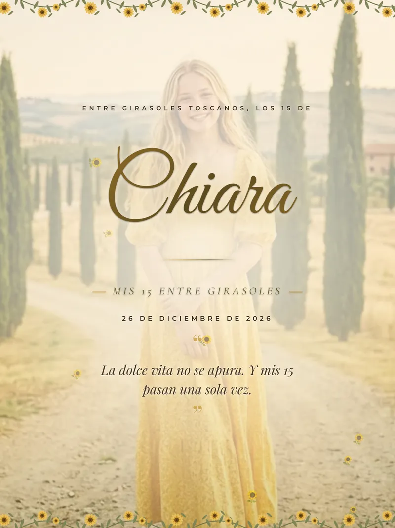 Vista previa de invitación digital Toscana Girasoles para eventos
